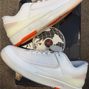 Jordan 2 Retro Low Shelflife-  Men's White Sneakers with Orange Accents